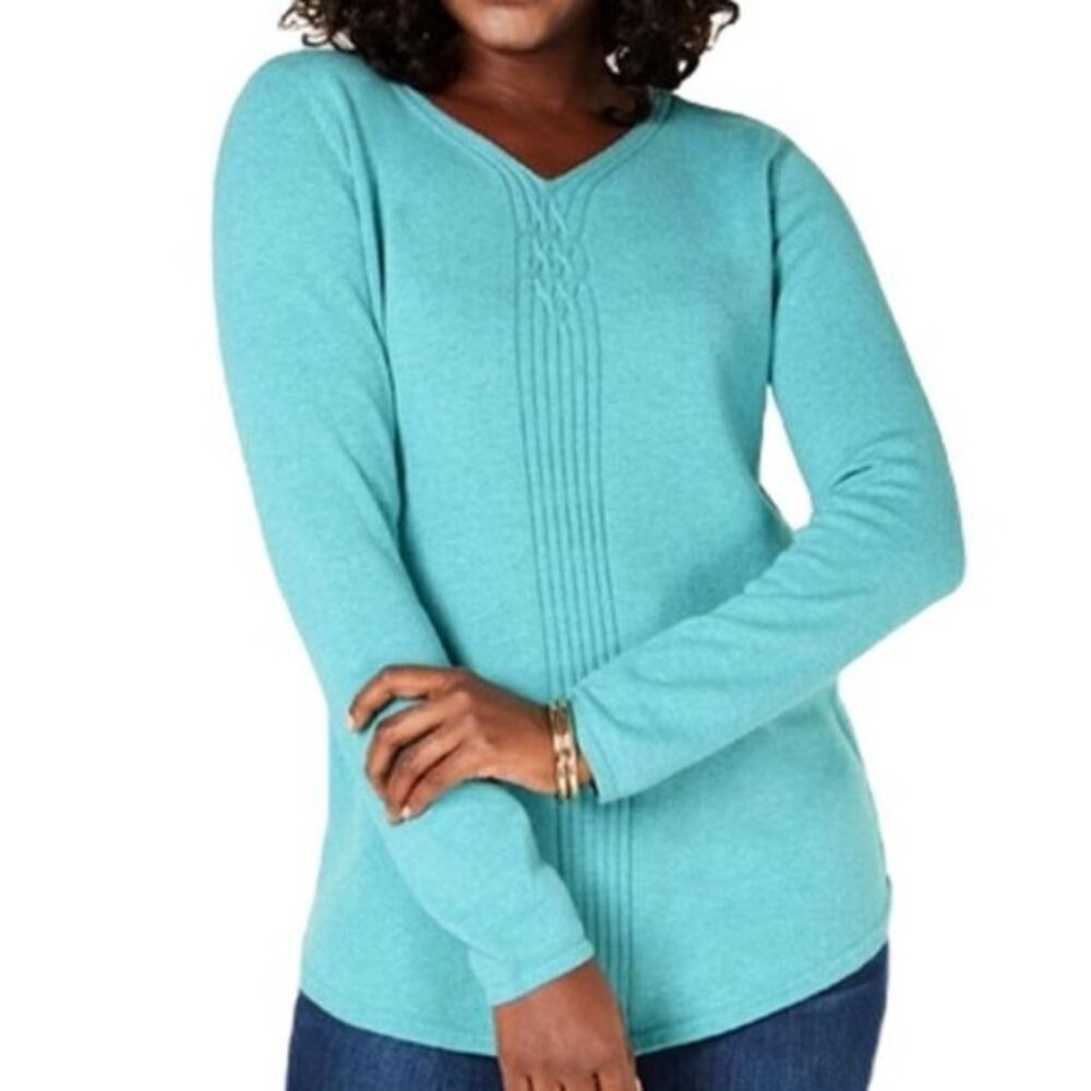 Karen Scott Women's Cotton‎ Cable Knit Sweater XS